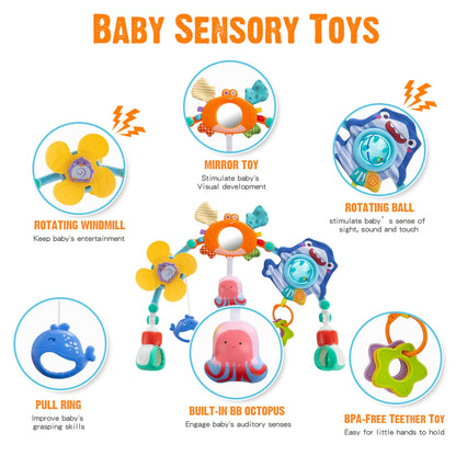 Baby Stroller Arch Toy,Adjustable Car Seat Toy with Sensory Activity toys