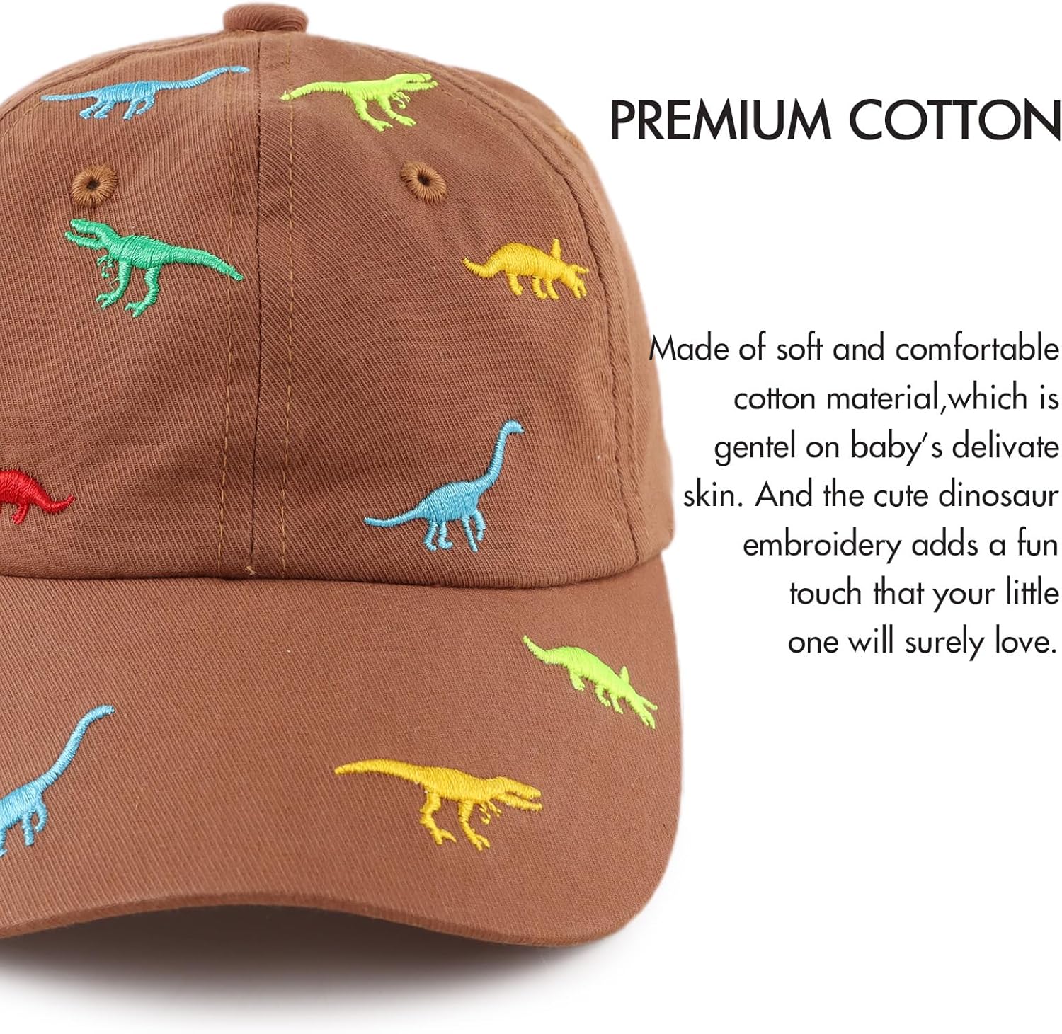 JANGANNSA Dinosaur Boys Girls Caps Embroidery Baby Baseball Caps Cotton Infant Toddler Kids Hat