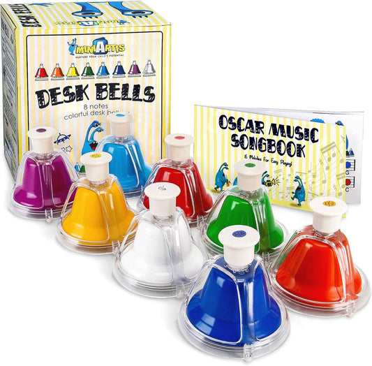 MINIARTIS Desk Bells for Kids | Educational Music Toys for Toddlers 8 Notes Colorful Hand Bells Set