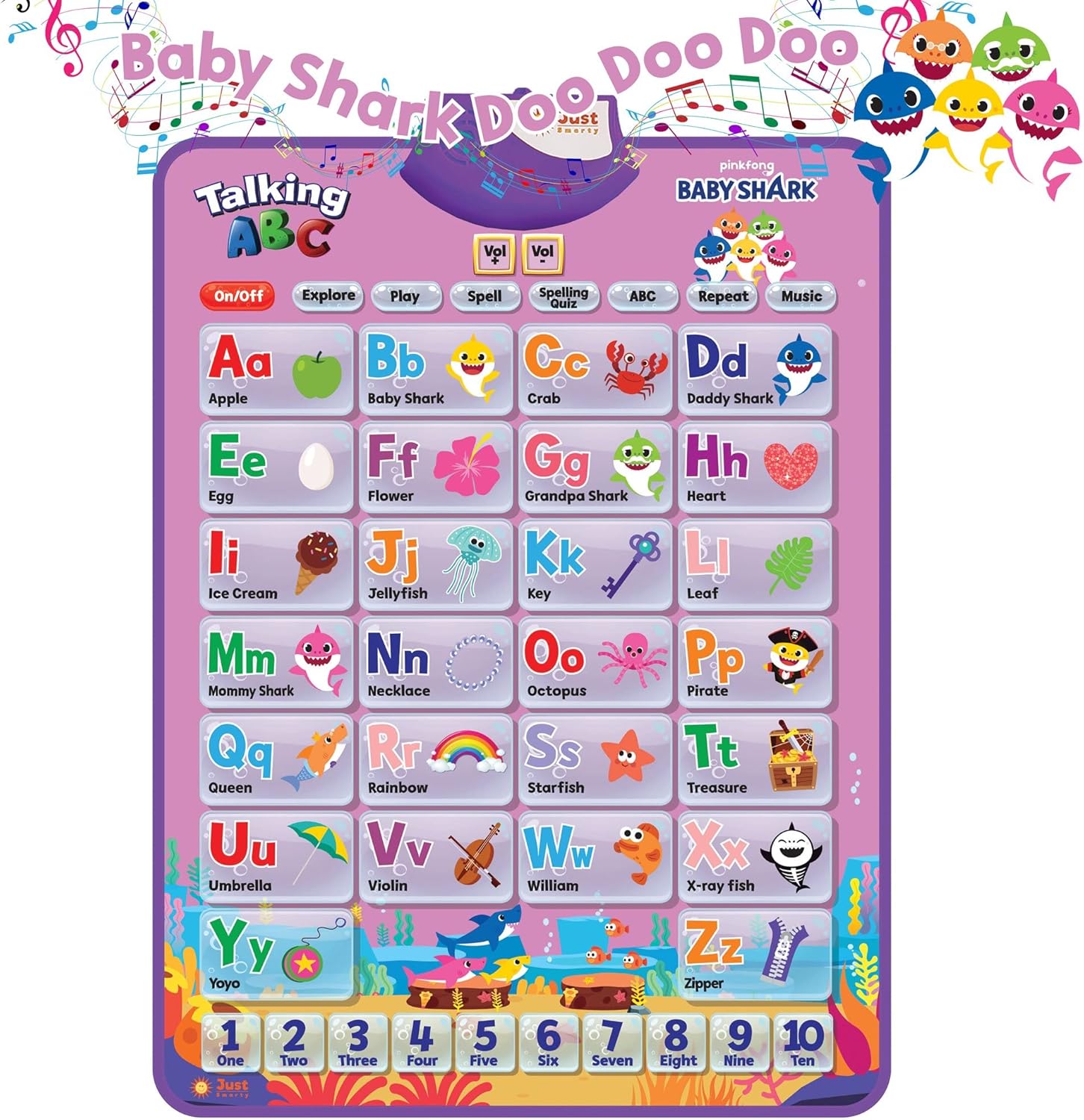 Pinkfong BabyShark Alphabet & Number Learning Toy for Girls Pink Edition | PinkFong Official Song
