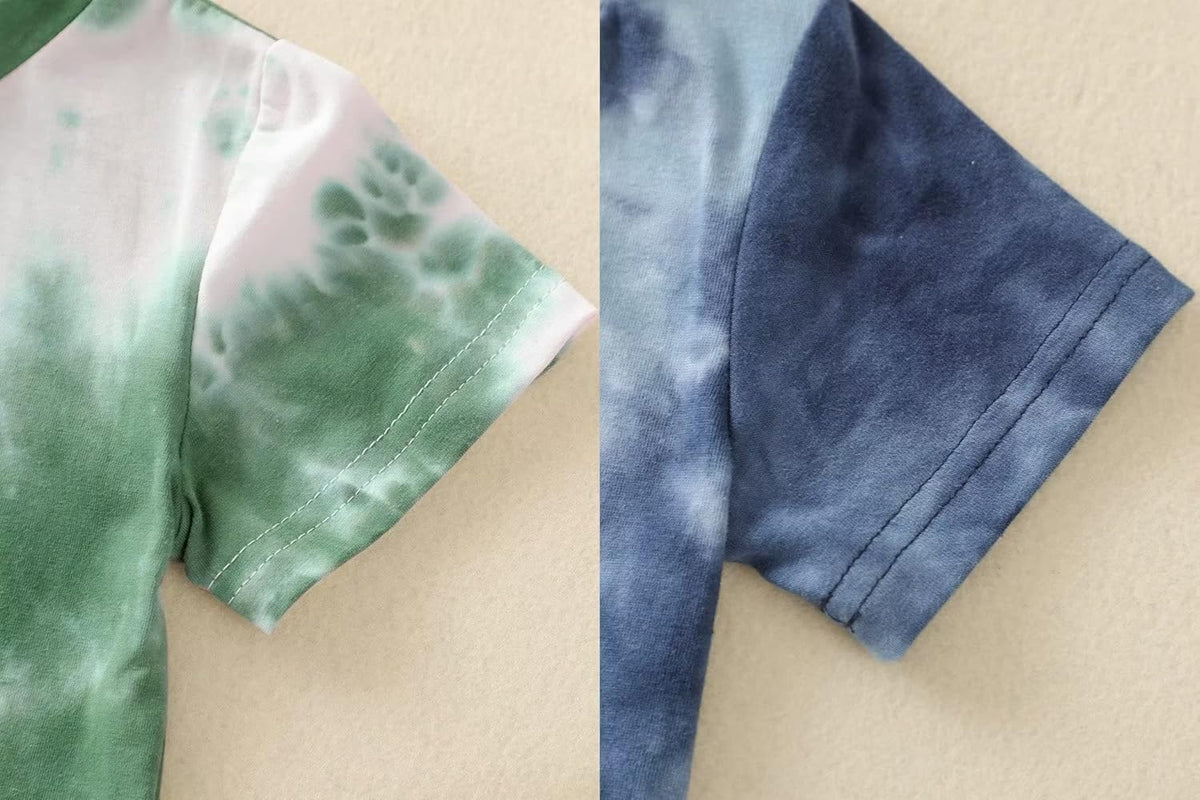 Toddler Baby Boy Summer Outfits Clothes Tie Dye Shirt and Short Set for Boys 4-Piece