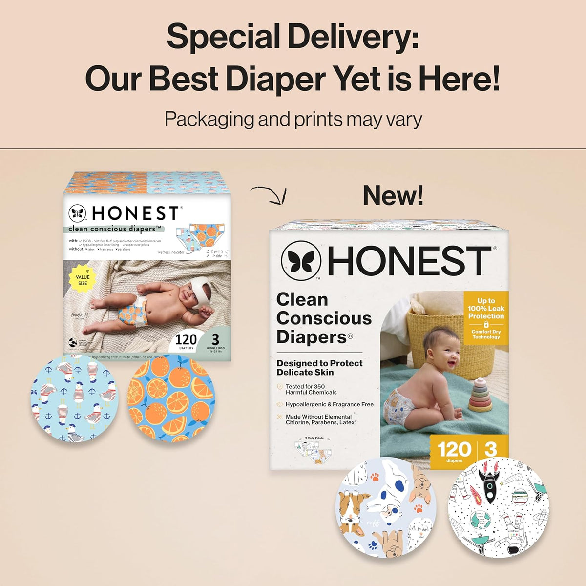 The Honest Company Clean Conscious Diapers for Delicate Skin | Up to 100% Leakproof |