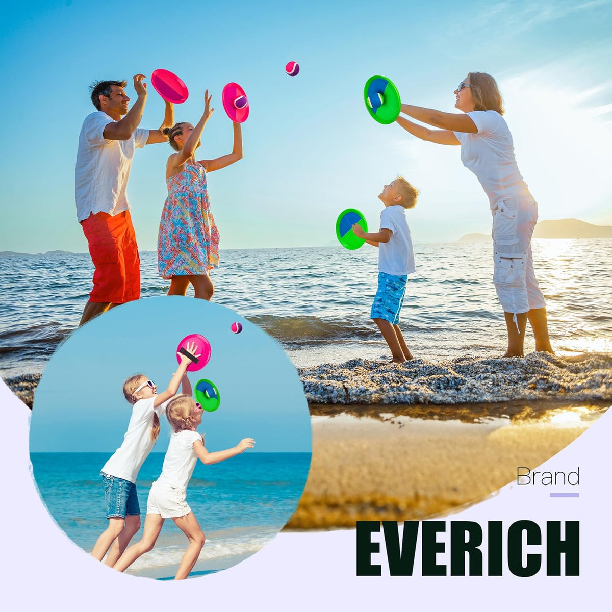 EVERICH Upgraded Toss and Catch Ball Game Set - Indoor and Outdoor Games for Kids 3-12, Beach Sand