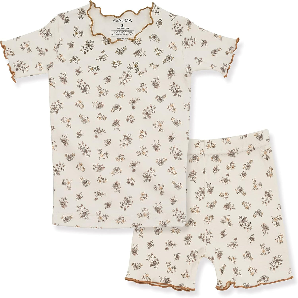 AVAUMA Baby Boy Girl Pajama Set 6M-7T Kids Cute Toddler Snug fit Flower Pattern Design Pjs Cotton