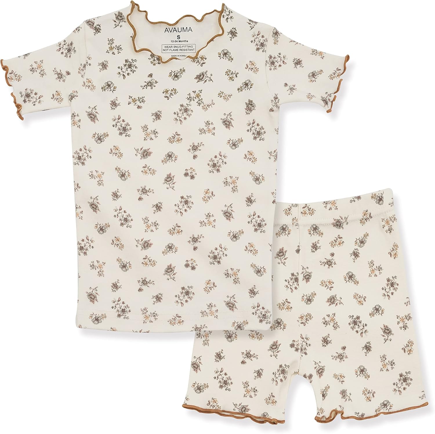 AVAUMA Baby Boy Girl Pajama Set 6M-7T Kids Cute Toddler Snug fit Flower Pattern Design Pjs Cotton