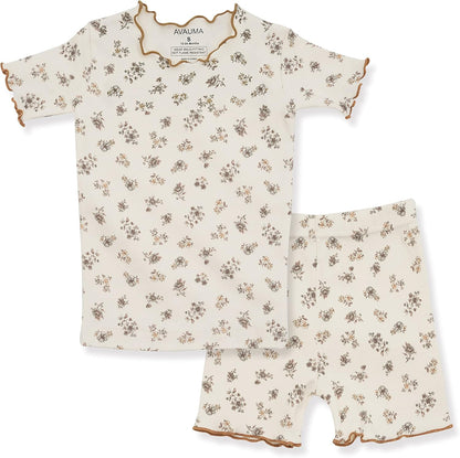 AVAUMA Baby Boy Girl Pajama Set 6M-7T Kids Cute Toddler Snug fit Flower Pattern Design Pjs Cotton