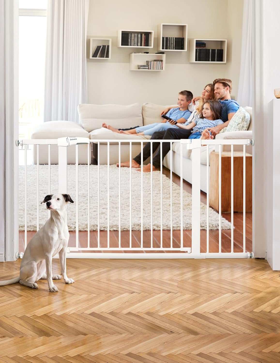 BABELIO 36-57" Extra Wide Baby/Dog Gate, Auto Close with Large Walk Thru Door,Safety for Pet