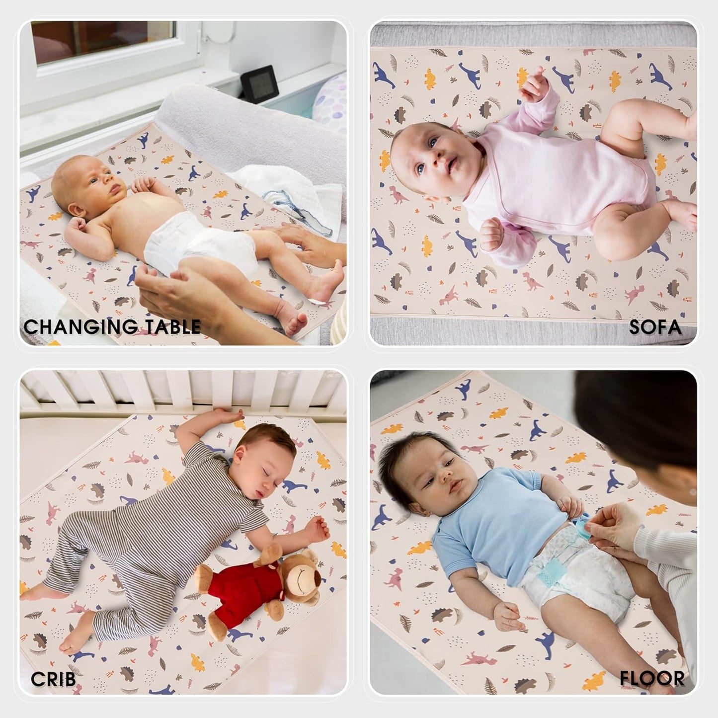 Vegan Leather Baby Changing Mat - Wipeable Portable Changing Pad, Foldable Travel Changing Mat for