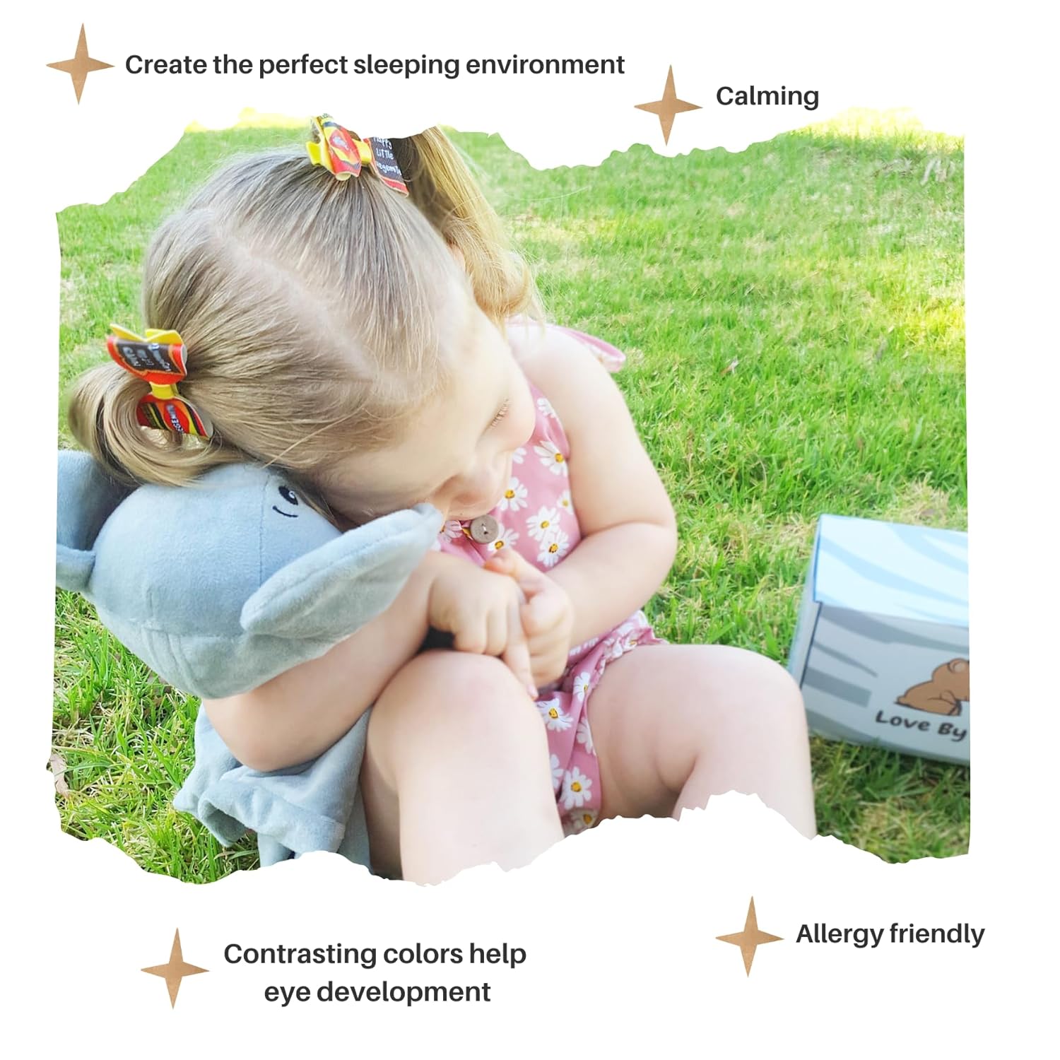 4-in-1 Sound Machine, Baby Lovey, Blanket - White Noise & Lullaby Plush Elephant Calms & Reduces