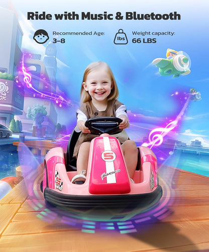 ELEMARA Toddler Bumper Car with Big Wheels, 2.2 Mph, Ride On Toys for Toddlers with DIY Stickers