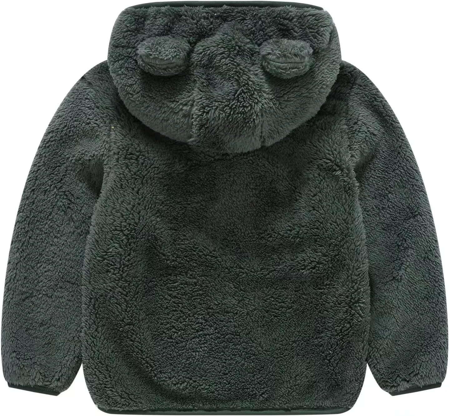 AIWUHE Toddler Boys Girls Hooded Jacket Fleece Hoodie Winter Warm Solid Color Teddy Coat Zip-up
