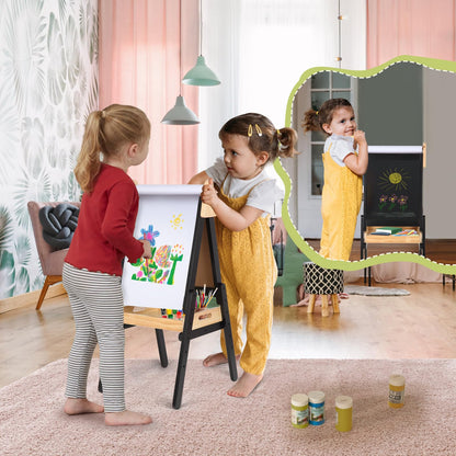 3 in 1 Easel for Little Kids with Wood Tray, Double Sided Wooden Easel with Paper Roll, Magnetic