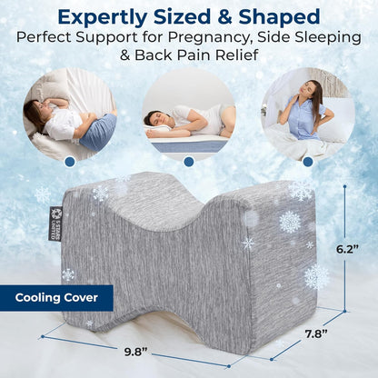5 STARS UNITED Knee Pillow for Side Sleepers - Hip Pain Relief - Cooling Cover - Memory Foam Leg