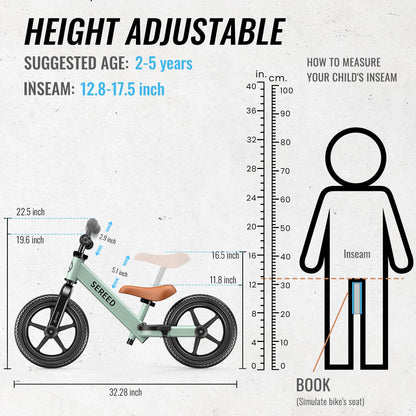 SEREED Toddler Balance Bike 2 Year Old Adjustable Bike Toy for 2-5 Boy Girl