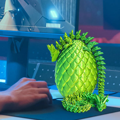 Dragon Egg - 3D Printed Egg with Flexible Pearly Sheen Dragon Inside, 3D Printed Surprise Gift