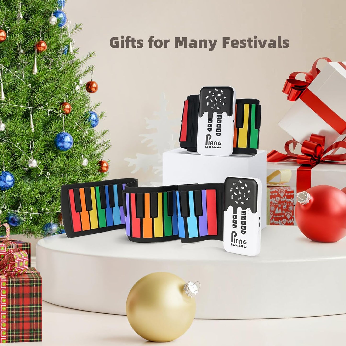 49 Key Roll Up Keyboard Piano, Portable Digital Electric Foldable Piano Keyboard, Rechargeable, 8