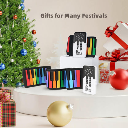 49 Key Roll Up Keyboard Piano, Portable Digital Electric Foldable Piano Keyboard, Rechargeable, 8