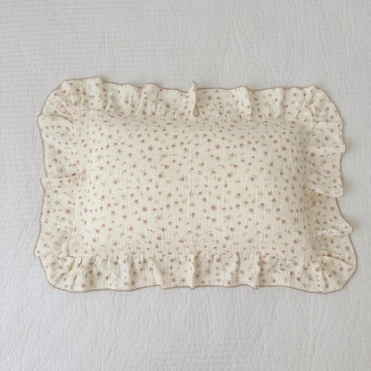 BuLuTu 2-Layer Cotton Muslin Toddler Pillowcases for Girls Boys Floral Pillow Cover Decorative