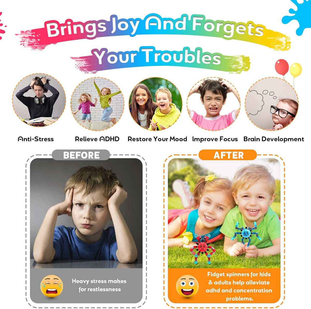 Transformable Fidget Spinner Toys for Kids & Adults,3 PCS Fidget Toys for Teens Anxiety,Sensory