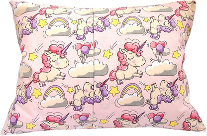 Toddler Pillowcase 13 x 18 Cotton Unicorn Pillows - Small Pillow Cases for Travel Pillows, Toddler