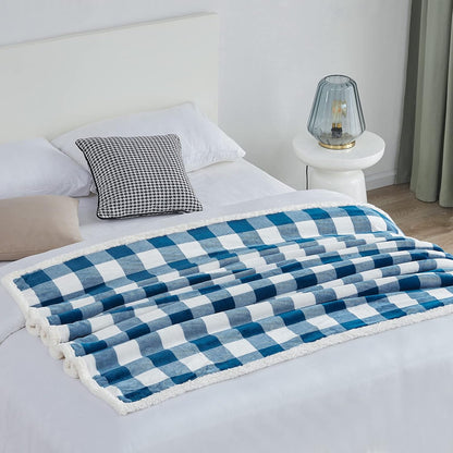 Touchat Sherpa Plaid Twin Blanket 60" X 70", Fuzzy Fluffy Soft Cozy Throw Blanket, Twin Size Plush