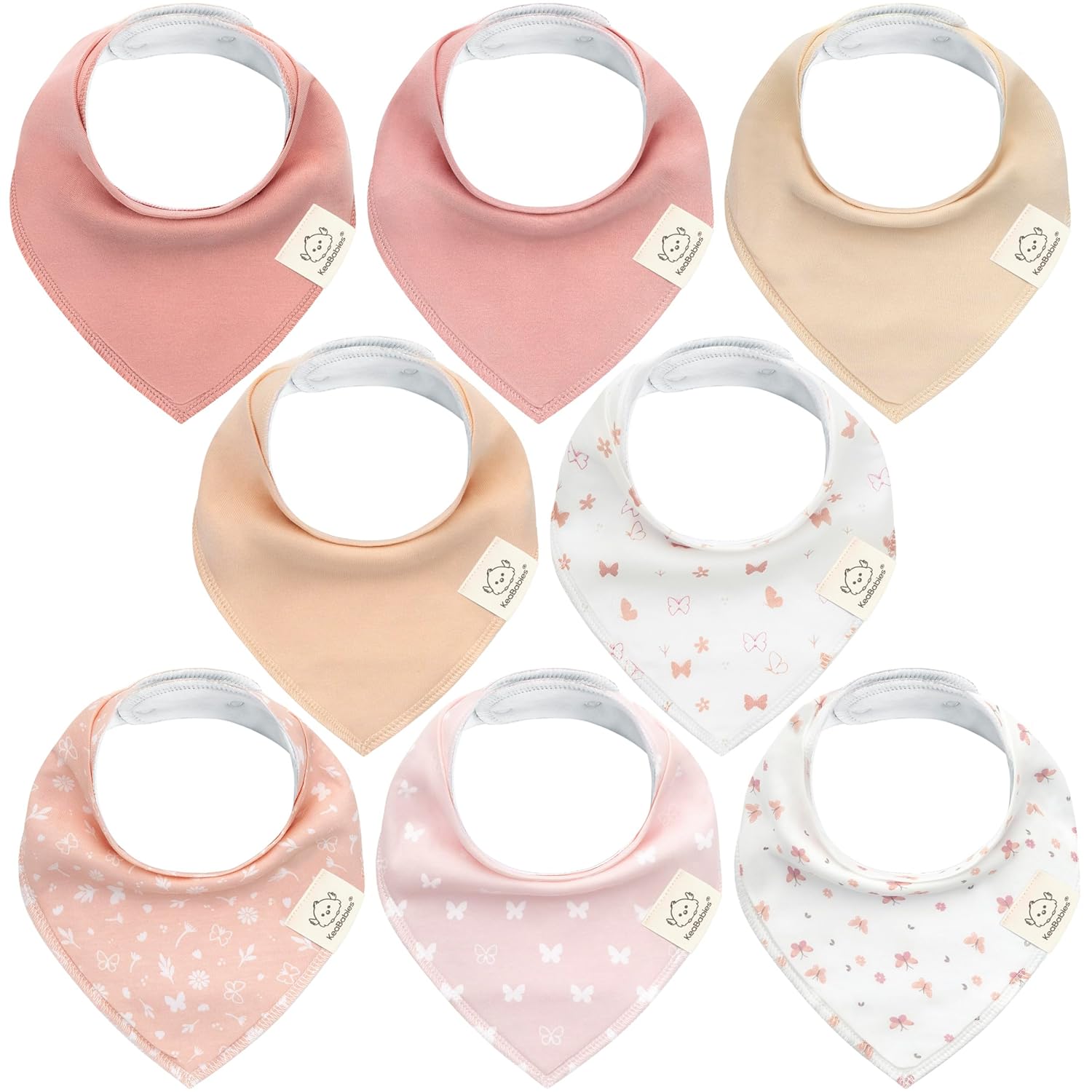 8-Pack Organic Baby Bandana Bibs for Girls - Super Absorbent Triangle Baby Bibs for Drooling and