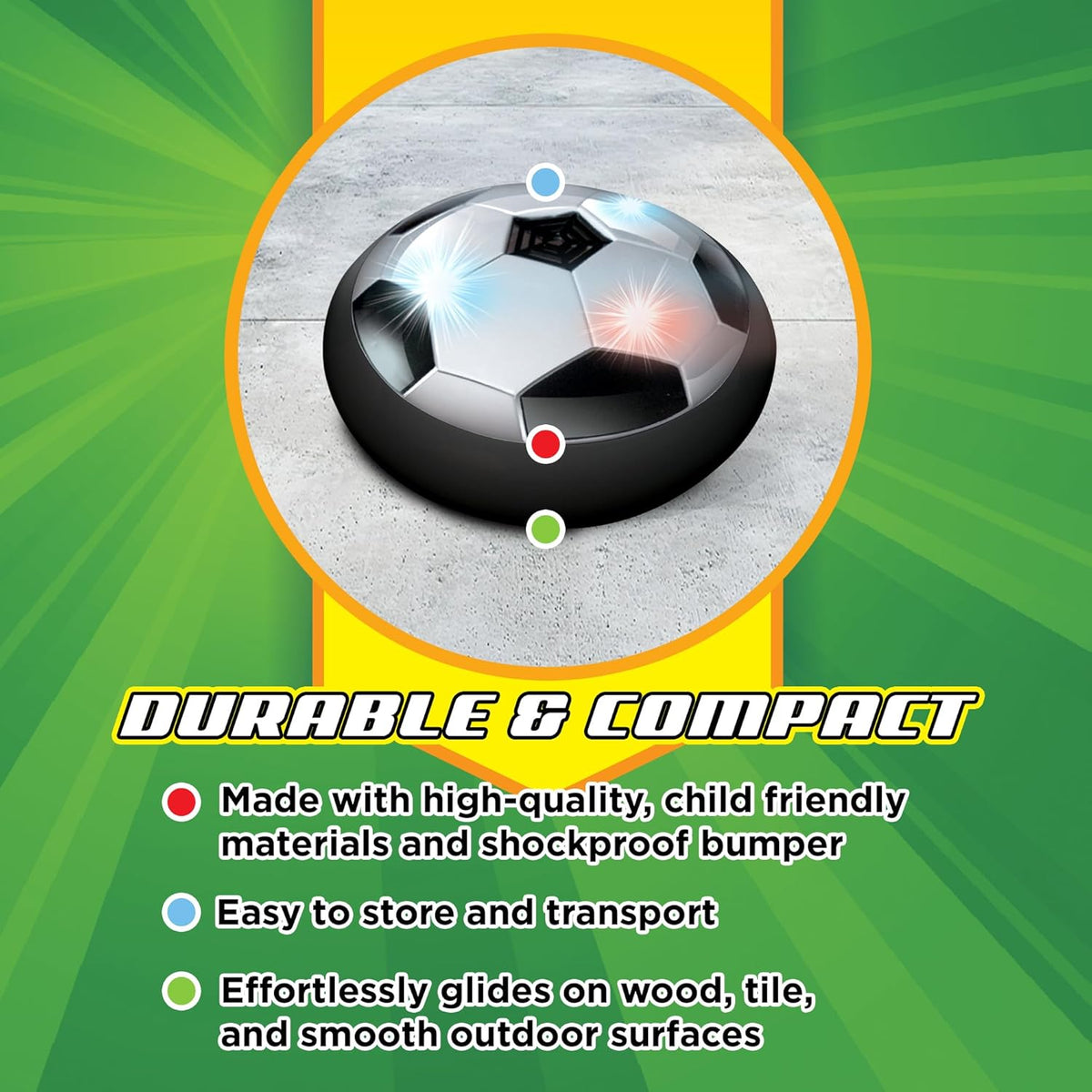 Hover Soccer 2 Pack from The Makers of Stomp Rocket – LED Lights and Padded Bumpers Indoor Air