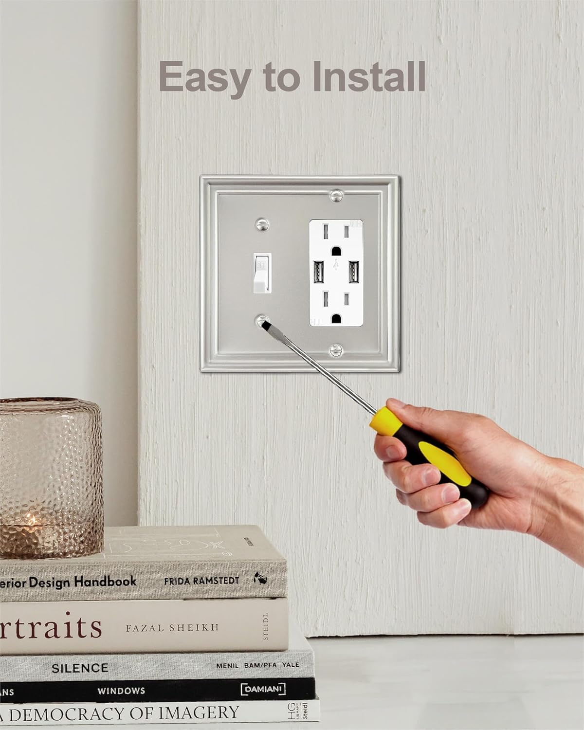 2-Pack Combination 1 Toggle/1 Decorator Wall Plate, Metal Switch Plate and Outlet Cover, Satin