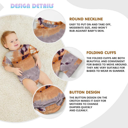 Jimonda Baby Bodysuit Newborn Tie Dye Clothes Infant Waffle One Piece Romper Baby Boys Girls Short