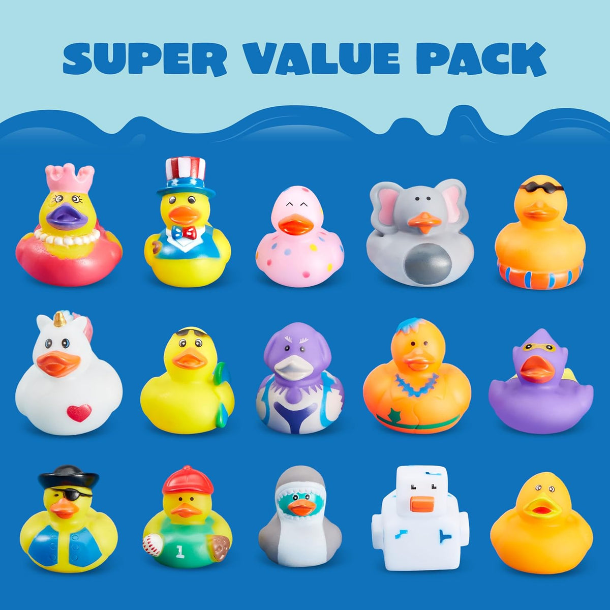 JOYIN 15 Pcs Rubber Ducks, Random Assortment Ducks Bulk with Mesh Carry Bag, Mini Rubber Duckies