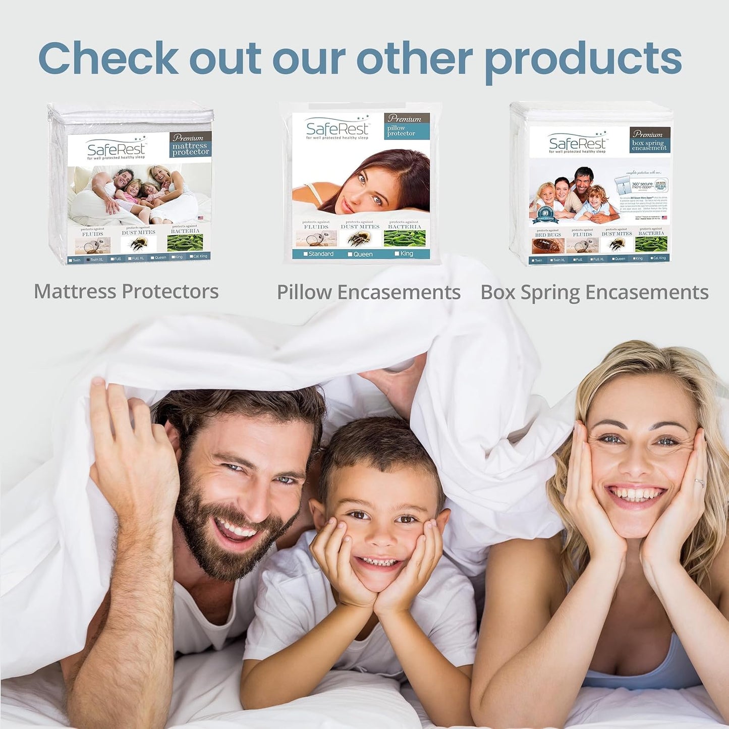 SafeRest Zippered Mattress Protector - Premium 9-12 Inch Waterproof Mattress Cover for Bed