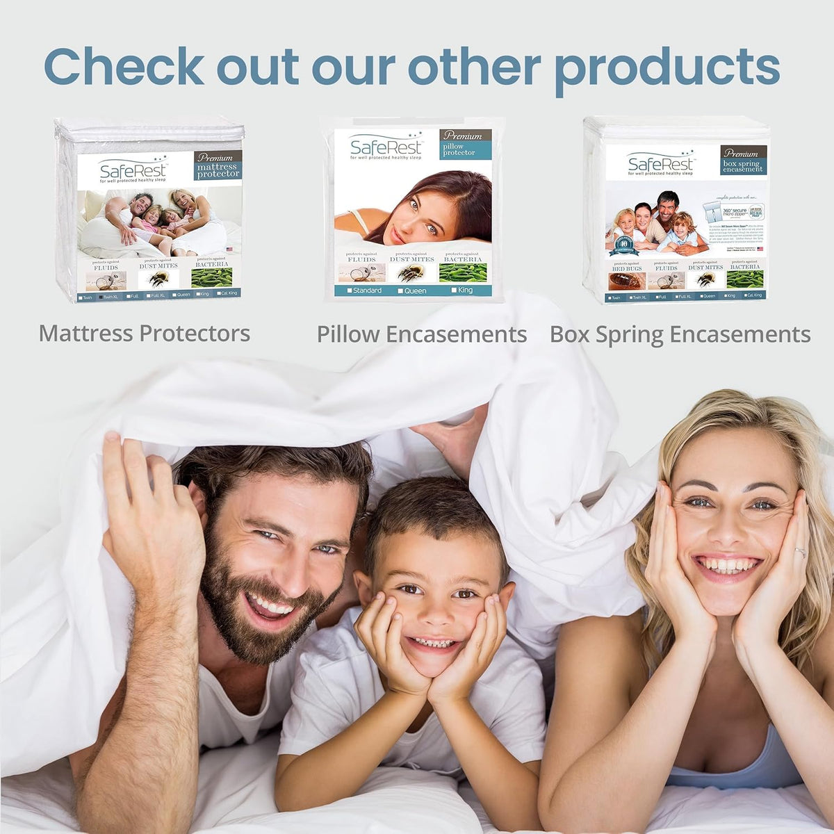 SafeRest Zippered Mattress Protector - Premium 9-12 Inch Waterproof Mattress Cover for Bed