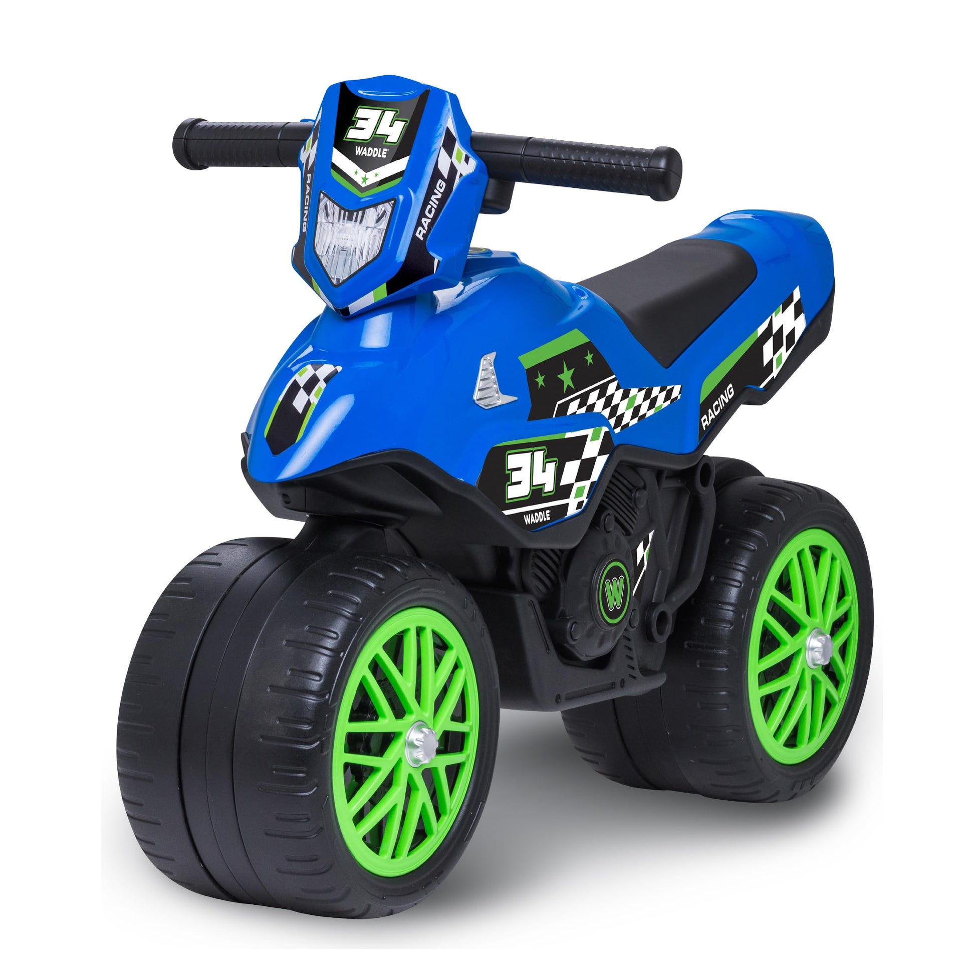 Waddle Kids Motorcycle Balance Bike - Toddler Ride on Toys w/Sounds, Wide Wheel Base, Rubber Coated
