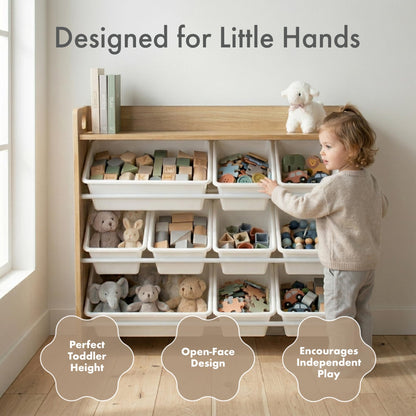 Humble Crew Kids Toy Organizer with Display Shelf, 9 Bins, 3 Tier Storage