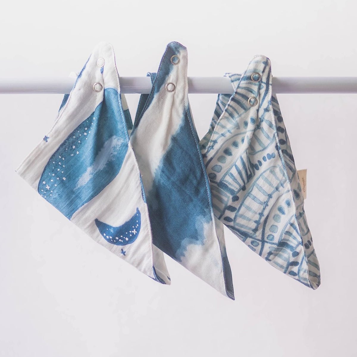 Crane Baby Soft Muslin Baby Bib Set, Adjustable and Absorbent Bandana Style Bibs for Boys and
