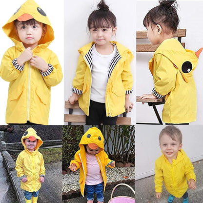 Toddler Baby Boy Girl Duck Rain Jacket Cute Cartoon Yellow Raincoat Hoodie Kids Coat Windbreaker