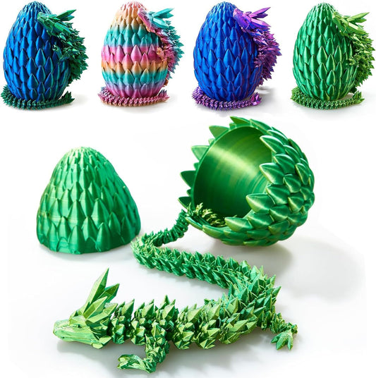 12inch 3D Printed Dragon Egg,Mystery Crystal Dragon Fidget Toys,Articulated Dragon,Home Desk Decor