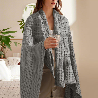 PHF 100% Cotton Waffle Weave Throw Blanket, Soft Lightweight Breathable Cozy Summer Throws for