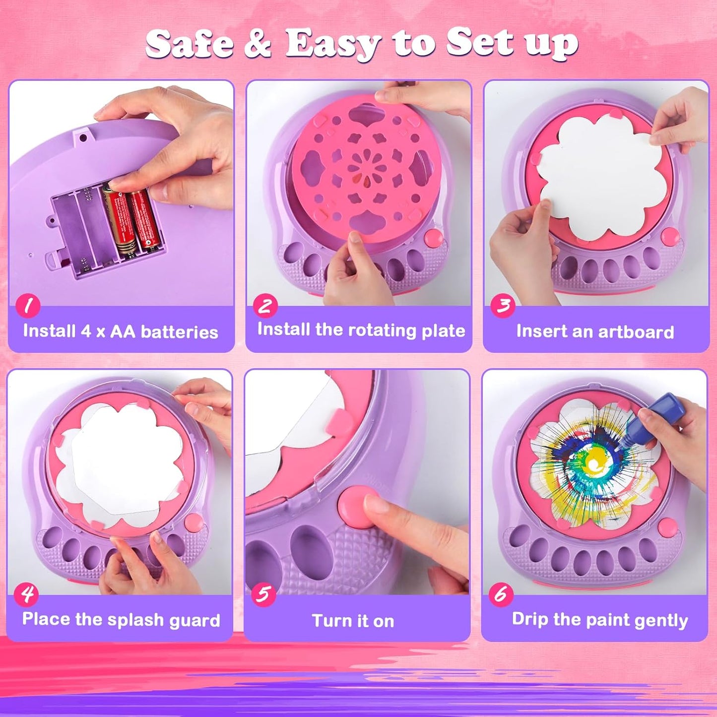 Arts and Crafts for Kids Ages 4-8,Paint Spin Art Machine Kit,Art Craft Set for 6-9 Year Old,Cool