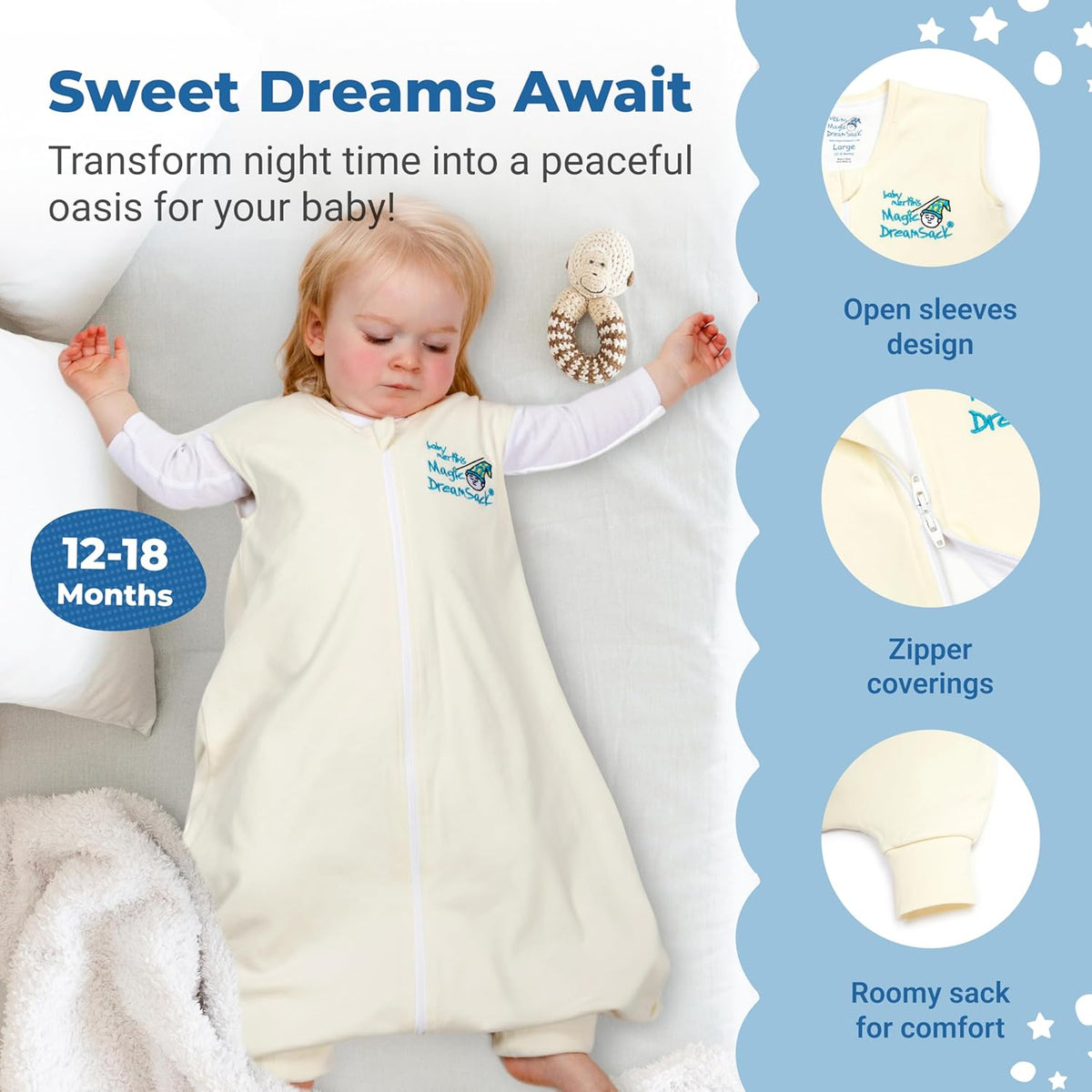 Magic Sleepsuit Baby Merlin's Cotton Baby Swaddle Transition Product - Soft and Cozy Design, Double