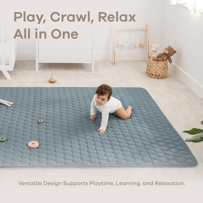 Comfy Cubs Rectangle Kids Play Mat - Large 60 x 96 inches Soft Quilted Baby Floor Mat with Non-Slip