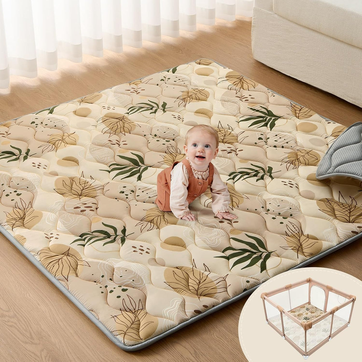 Blissful Diary Baby Play Mats for Floor, 59x59 Inch Thicker and Larger Soft Cushioning Foam