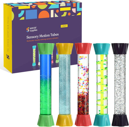 Special Supplies Liquid Motion Bubbler Toy Cool Tubes 5-Pack Colorful Hourglass Timer with Droplet