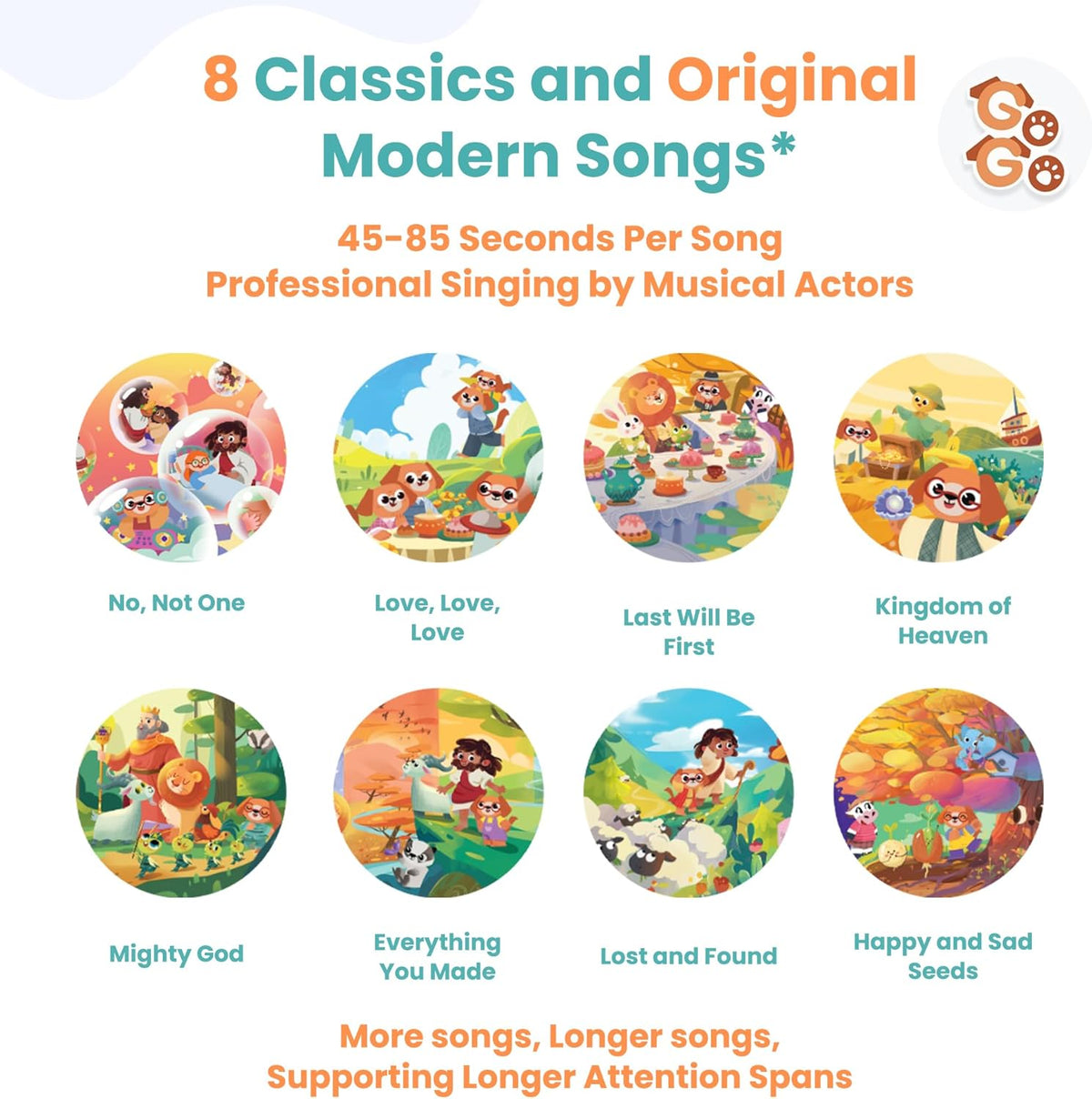 GO GO Bible Songs of Wisdom: Bible Songs Book for Toddlers, 8 Songs, Talking Books for Toddlers 2-4