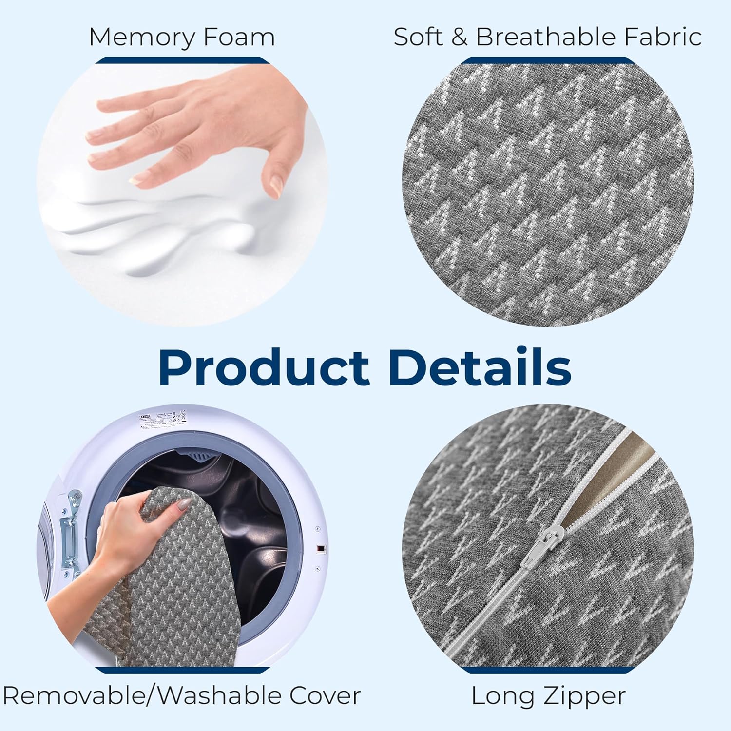 5 STARS UNITED Knee Pillow for Side Sleepers - Hip Pain Relief, Memory Foam Leg Cushion for Side