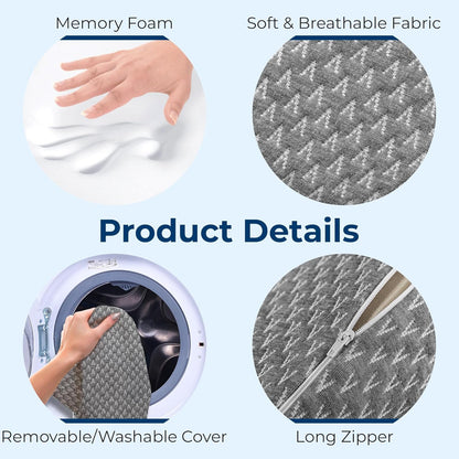5 STARS UNITED Knee Pillow for Side Sleepers - Hip Pain Relief, Memory Foam Leg Cushion for Side