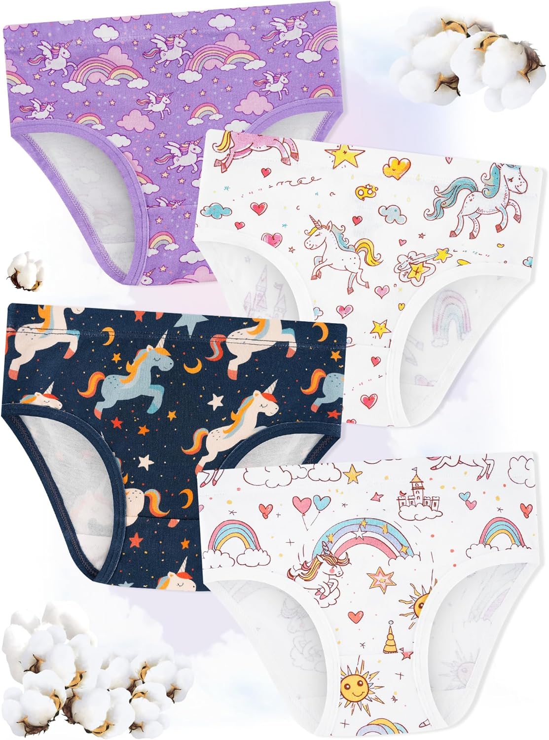 Girls' Underwear,Soft Cotton Tagless Panties for Toddlers' & Little Kids' Comfort,Breathable