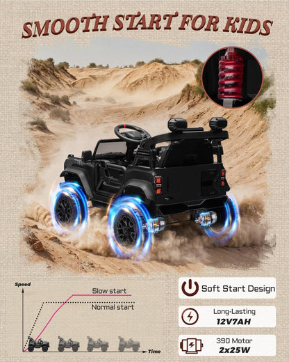 12V Ride on Toys for Kids, Licensed Ford Bronco Raptor Children Electric Vehicles, Toddler Battery