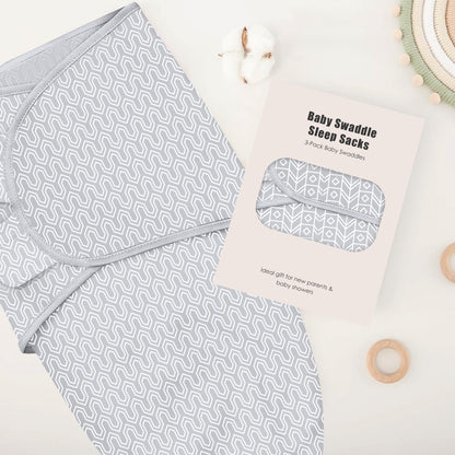 SWEET DOLPHIN 3-Pack Baby Swaddle Sleep Sacks - Newborn Swaddle Blanket with Soft Cotton