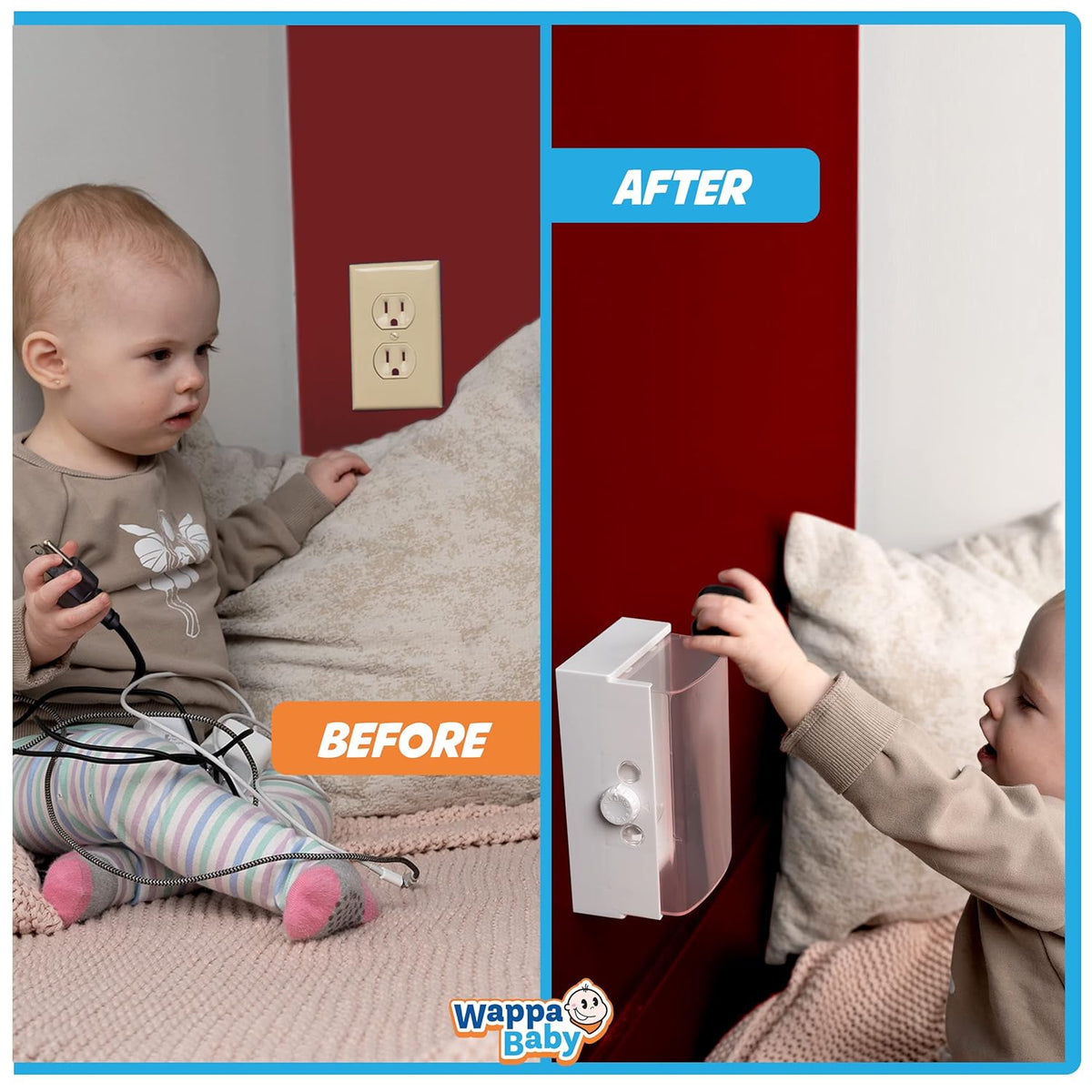 Clear Outlet Cover Box [Patented] Double Lock for Much Better Toddler Proofing, Easier Operation